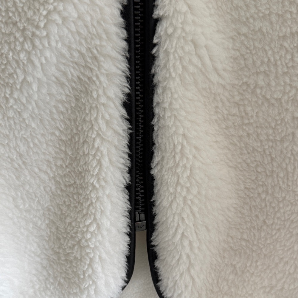 Fabletics Cream Sherpa Jacket with Black Piping - Picture 7 of 7